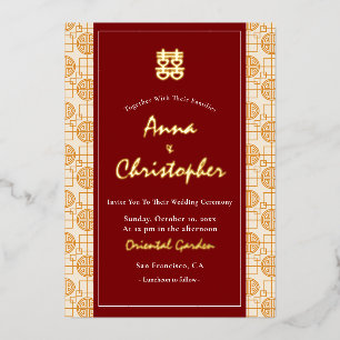 Chinesische Hochzeit auspicious zweisprachigen Per Folieneinladung