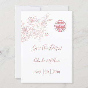 Chinesische Hochzeit Blush Pink Bloral Save The Date