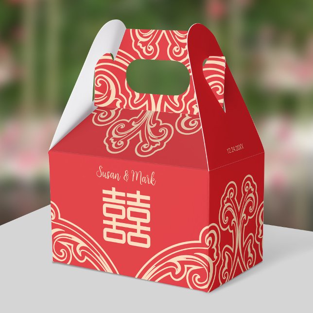 Chinesische Hochzeit Dankeschön-Box Geschenkschachtel (FRONT)