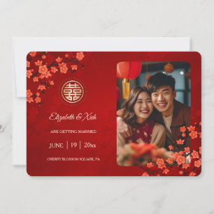 Chinesische Hochzeit doppeltes Glück Cherry Blosso Save The Date