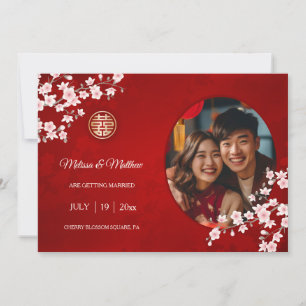 Chinesische Hochzeit doppeltes Glück Cherry Blosso Save The Date