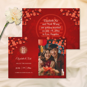 Chinesische Hochzeit doppeltes Glück Cherry Blosso Save The Date
