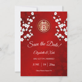 Chinesische Hochzeit doppeltes Glück Cherry Blosso Save The Date