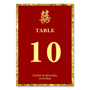 Chinesische Hochzeit doppeltes Glück Herz formale  Tischnummer