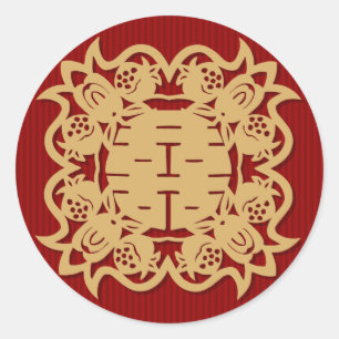 Chinesische Hochzeit doppeltes Glück Rot Aufkleber