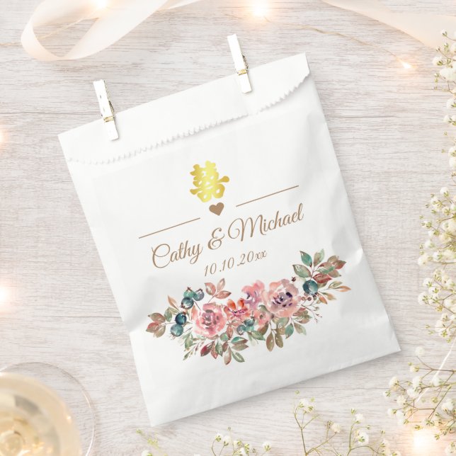 Chinesische Hochzeit elegante rustikale staubige r Geschenktütchen (Ausgeschnitten)