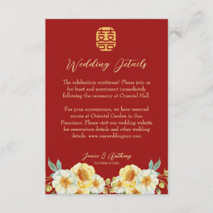 Chinesische Hochzeit gelbe Blumen elegante Details Begleitkarte
