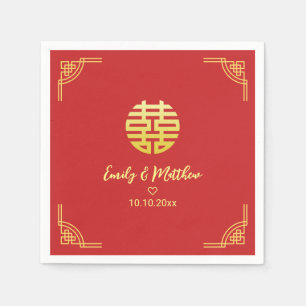 Chinesische Hochzeit goldenes Rahmen Double xi Serviette