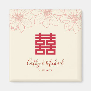 Chinesische Hochzeit in beige und roter Farbe Magnet