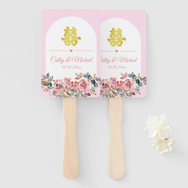 Chinesische Hochzeit in Rosa Fächer (Vorne und Hinten)