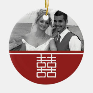 Chinesische Hochzeit mit doppeltem Glück (beidseit Keramik Ornament