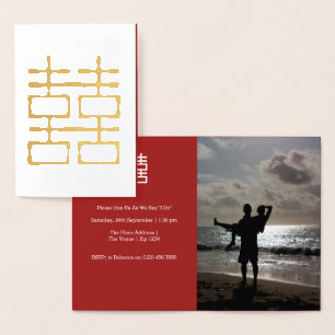 Chinesische Hochzeit mit doppeltem Glück Folienkarte