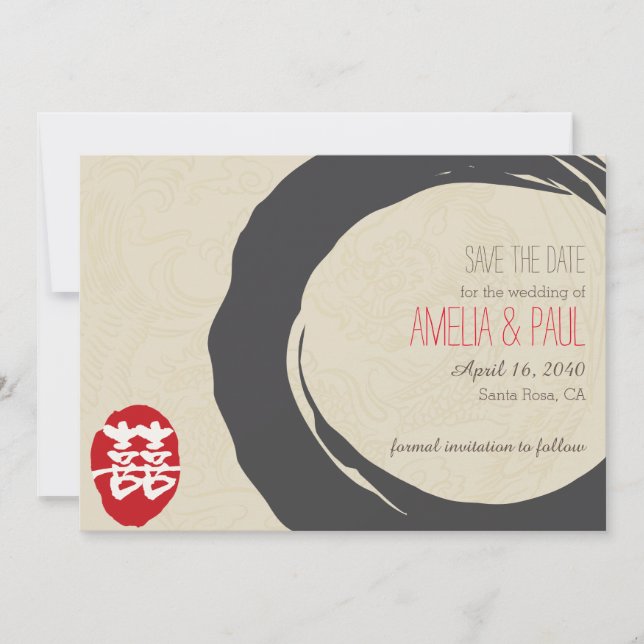 Chinesische Hochzeit mit doppeltem Glück - Save th The Date (Vorderseite)