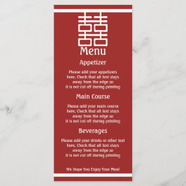 Chinesische Hochzeit mit Double Happiness Menu Car Menükarte