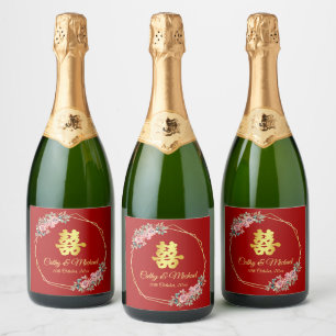 Chinesische Hochzeit mit rotem goldenem geometrisc