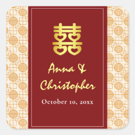 Chinesische Hochzeit peranakan Quadratischer Aufkleber