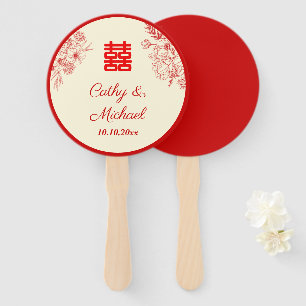 Chinesische Hochzeit rot beige floral orientalisch Fächer