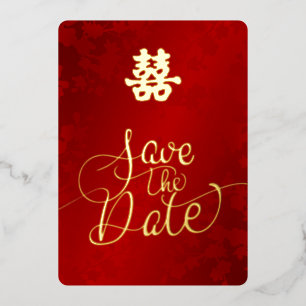 Chinesische Hochzeit Save The Date Folieneinladung