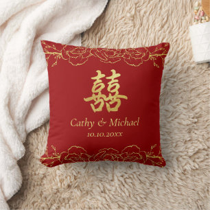 Chinesische Hochzeit vom Roten Gold Kissen