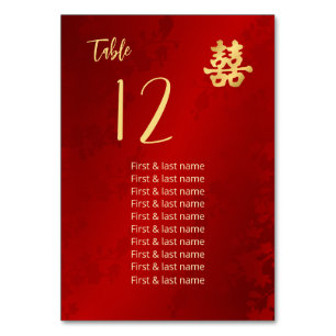 Chinesische Hochzeitgästen Tischnummer