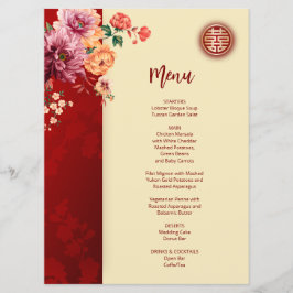 Chinesische Hochzeitkarte für Peony Chinese Menükarte
