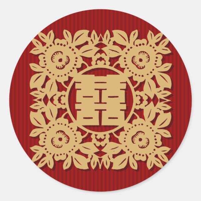Chinesische Hochzeitsaufkleber Runder Aufkleber (Vorderseite)