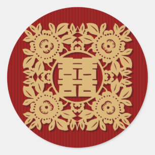 Chinesische Hochzeitsaufkleber Runder Aufkleber