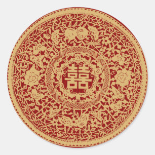 Chinesische Hochzeitsdoppelt-Glückaufkleber Runder Aufkleber