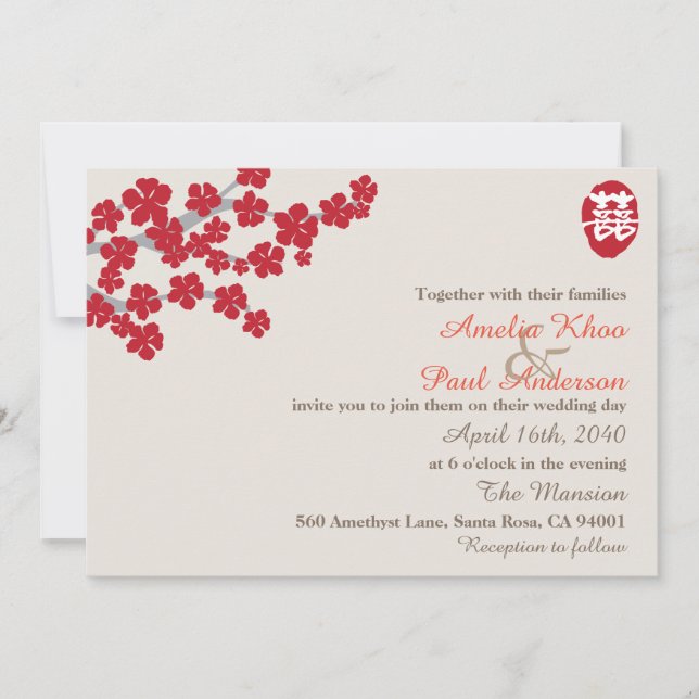 Chinesische Hochzeitseinladung Einladung (Vorderseite)