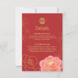 Chinesische Hochzeitskarte für Peony Gold Dankeskarte