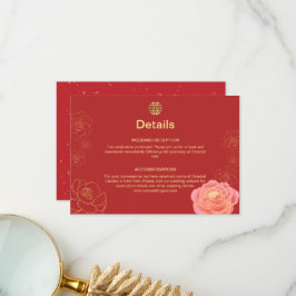 Chinesische Hochzeitskarte für Peony Gold Dankeskarte