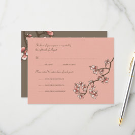 Chinesische Hochzeitskarte mit rosa Pfirsichblüten RSVP Karte