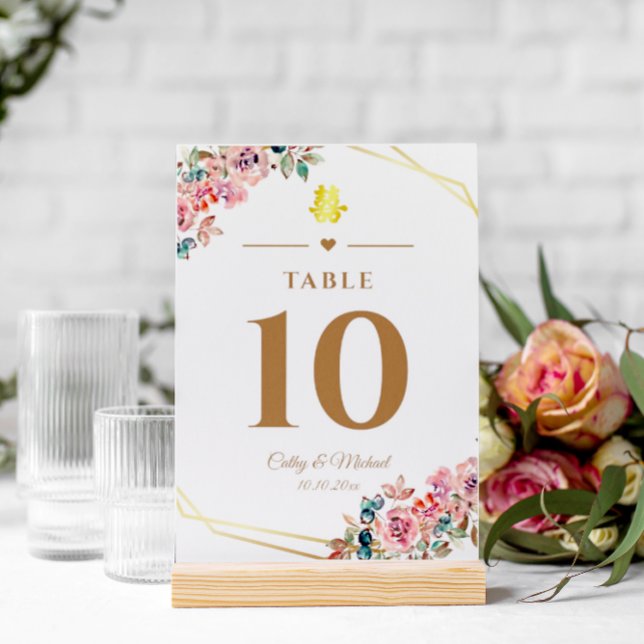 Chinesische Hochzeitskrieg-Blume Tischnummer (Von Creator hochgeladen)