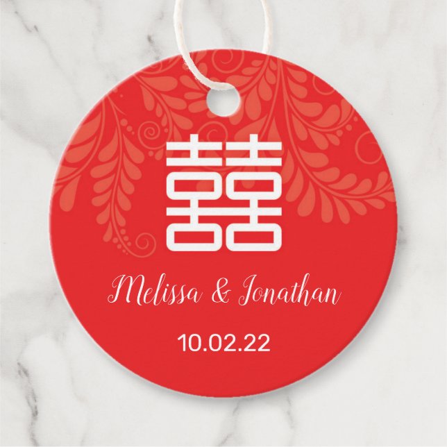 Chinesische Hochzeitssymbole Geschenkanhänger (Vorderseite)