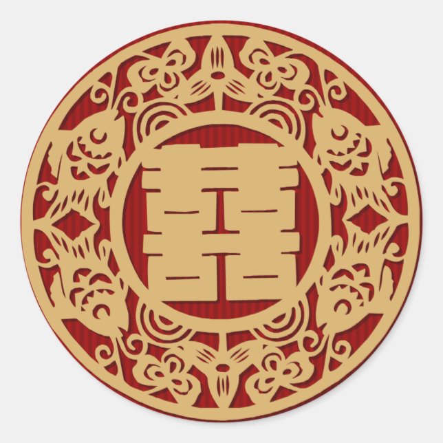 Chinesische Hochzeitsticker Runder Aufkleber (Vorderseite)