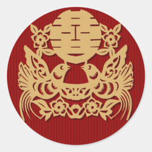 Chinesische Hochzeitsticker Runder Aufkleber