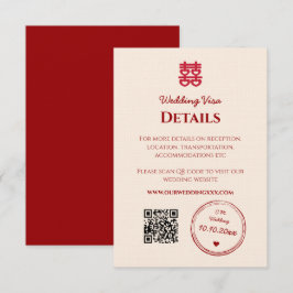 Chinesische Hochzeitsvisumdetails in Rosa Begleitkarte