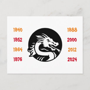 Chinesische Jahre des Drachen 1940 bis 2024 Postkarte
