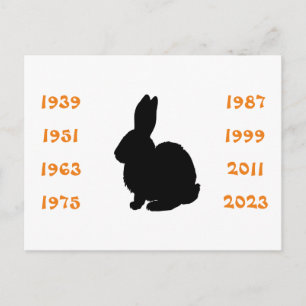 Chinesische Jahre des Hasen 1939 bis 2023 Postkarte