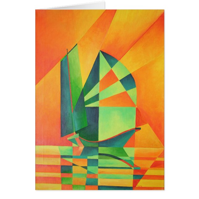 Chinesische Junk segelt bei Sonnenaufgang Orange u (Vorne)