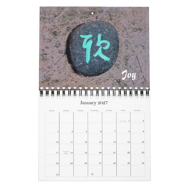 Chinesische Kalligraphie auf Stein-Kalender Kalender (Jan 2027)