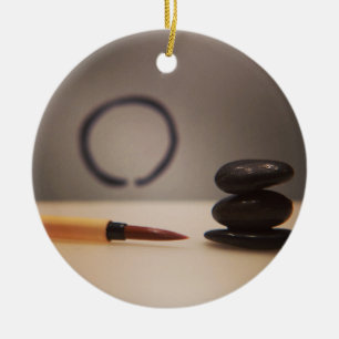 Chinesische Kalligraphie mit Kairsteinen Keramikornament