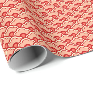 Chinesische Kammmuscheln, Pfirsich, Rost und Creme Geschenkpapier