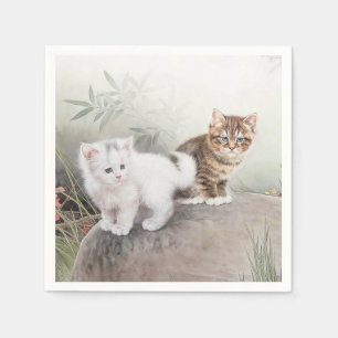 Chinesische Kätzchen der Katzen-Kunst-zwei Serviette