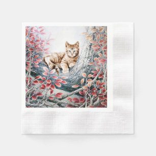 Chinesische Katze in Baumkronen Serviette