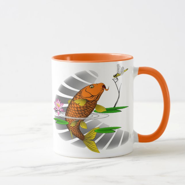 Chinesische Koi Artwork-Kaffee-Tasse Tasse (Rechts)