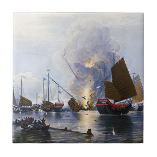 Chinesische Kriegsschiffe zerstören 1843 Fliese