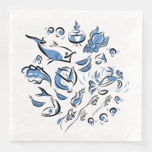Chinesische Küche Tinte Zeichnend Papier Napkin Serviette