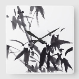 Chinesische Kunst mit Bambusmotiv Quadratische Wanduhr