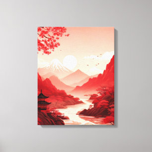 Chinesische Landschaft mit Bergen und Rive Leinwanddruck